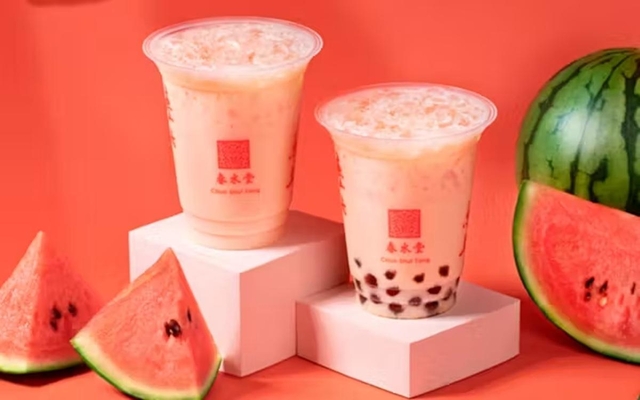 台湾で日常的に飲まれている「スイカ牛乳」をモチーフにした春水堂のドリンク