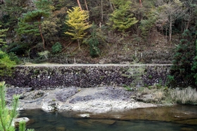 掘った鉱石を鉱山本部に運んだトロッコ道の跡＝朝来市生野町