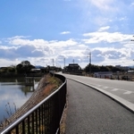 西光寺野のため池の横を通る馬車道の跡＝福崎町
