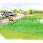 神戸市西区平野町に計画されているサッカーグラウンドの完成イメージ図（一般社団法人マイスター提供）