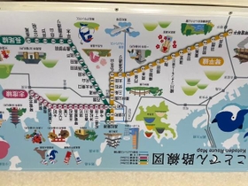 ことでんの路線図をさかさまに見ると…（くれすとさん提供）