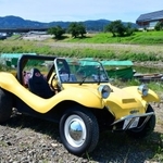 バギーに似合うシーンを求めて、河川敷の駐車場に入ってみました。
