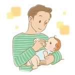 赤ちゃんにミルクを与えるパパ（koti.adobe.stock.com）