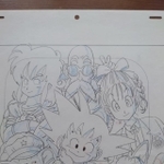 アニメ「ドラゴンボール」の初期のエンディングにあった、キャラクターが集合するシーンの原画（提供画像）