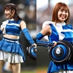 ジンギスカンダンスを踊るファイターズガールの工藤彩音さん(左)と上村優菜さん