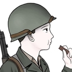Dレーションを食べる兵士のイラスト ※mssn65さん提供（一部抜粋）