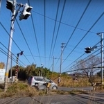 猛スピードで遮断棒を吹っ飛ばし、踏切を渡る車（ほわっちさん提供の動画より）