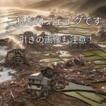 投稿者さんがAIアプリ「DALL-E3」で生成した「令和6年能登半島地震」のフェイク画像。発生したのは1月なのに田んぼが青青としている違和感に気づきましたか？