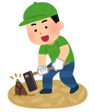 たけのこ掘りを手伝った息子さん