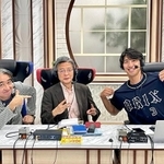 アナウンサーの（左から）大前一樹さん、濱野圭司さん、田中大貴さん。昨年7月の放送で＝BS12提供