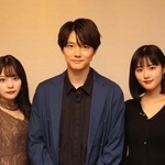 左からルビー役の齊藤なぎささん、アクア役の櫻井海音さん、有馬かな役の原菜乃華さん＝大阪市内