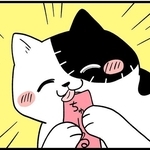 ちゅーるに夢中の「ブッチー」　©しろやぎ秋吾