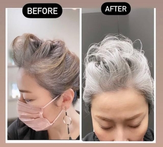 白髪を染めることをやめ、くせ毛を活かしたスタイルへ／megさん（@megumiwa0122）提供