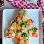 「食パンで作るクリスマスツリーのピザパン」切り方がミソ「娘の喜ぶ顔が浮かびます」