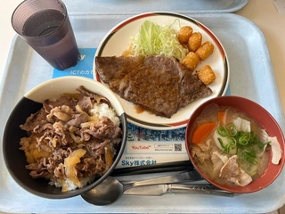 ステーキ290円！牛丼390円！ボリュームたっぷりです（白くまさん提供）