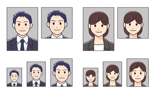 各種証明写真のイラスト（磯 りす/stock.adobe.com）