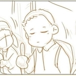 電車で見かける杖の方（パパコマさん提供）