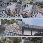 震災による屋根の被害の状況（「株式会社 山猿」さん提供、Instagramよりキャプチャ撮影）