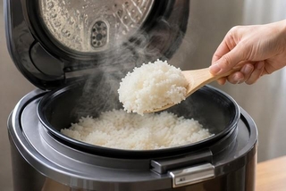 炊飯器からよそう湯気の立つ炊きたて新米（monte_s.atelier/stock.adobe.com）※画像はイメージです