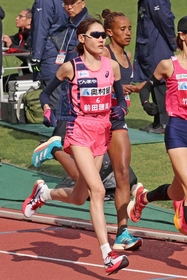 昨年の大阪国際女子マラソンで日本記録を更新した前田穂南選手＝２０２４年１月、大阪市東住吉区、ヤンマースタジアム長居（撮影・長嶺麻子）