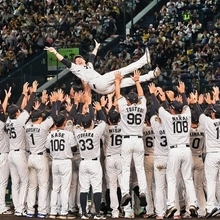 阪神-広島　選手やスタッフに胴上げされる藤川球児監督＝甲子園球場（撮影・鈴木雅之）