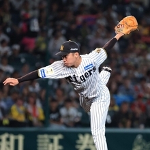 阪神-広島　８回、力投する阪神の石井大智＝甲子園球場（撮影・吉田敦史）