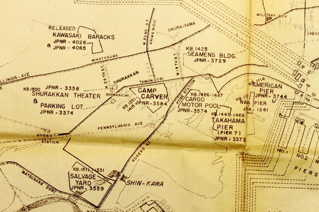 西宮市から神戸市垂水区まで、１９４９年当時の進駐軍の接収状況が分かる地図