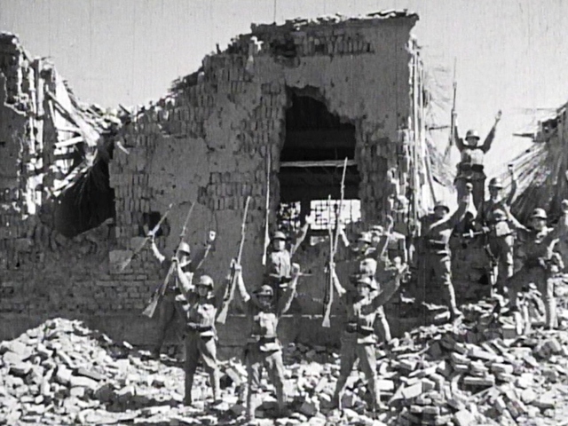 日中戦争のようすを伝える映像