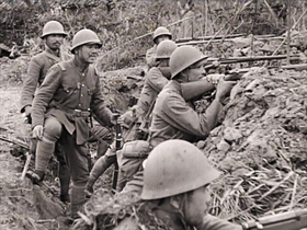 日中戦争のようすを伝える映像