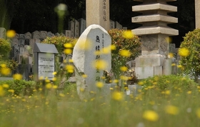 無縁墓地の一角。１９９９年１月に建立された震災無縁慰霊碑＝神戸市北区山田町下谷上、鵯越墓園 