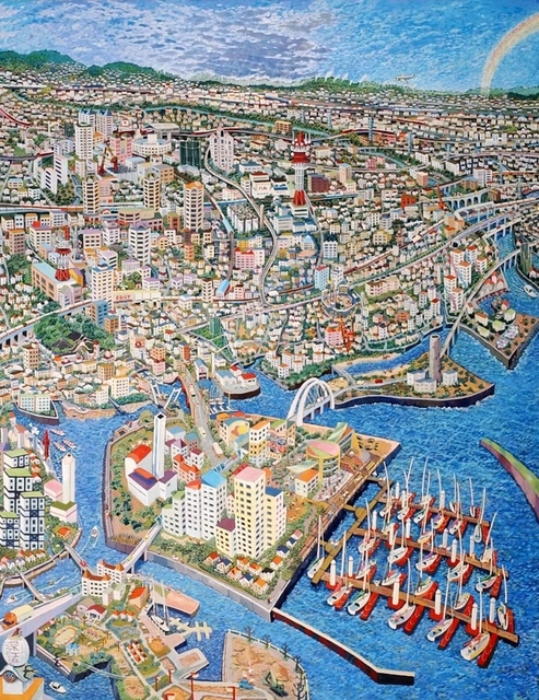 空の青、海の碧あなたと私の宝物（芦屋浜～武庫川）　２００３～２００４年、アクリル画