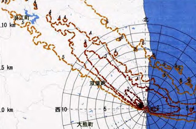 ２０１１年３月１４日現在の「ＳＰＥＥＤＩ」による被ばく予測の一つ。福島第１原発から北西に放射性物質が広がる。原子力安全委員会による公表は同２３日以降だった