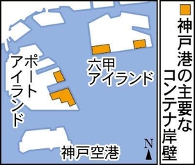 神戸港の主要なコンテナ岸壁