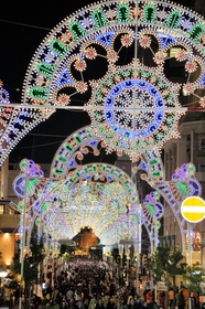 ＬＥＤの電飾が一斉に灯された神戸ルミナリエの会場＝４日夕、神戸市中央区（撮影・後藤亮平）