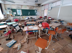 あの日のままの教室＝双葉町、双葉南小学校
