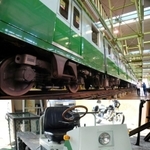 【上】（１）検車場に止められた神戸市営地下鉄の車両【下】（２）敷地内の移動に使う電動カー＝いずれも神戸市営地下鉄名谷車両基地