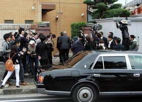 神戸山口組の直系組長らの出入りがあった定例会会場＝７日午前１０時４６分、神戸市西区玉津町上池